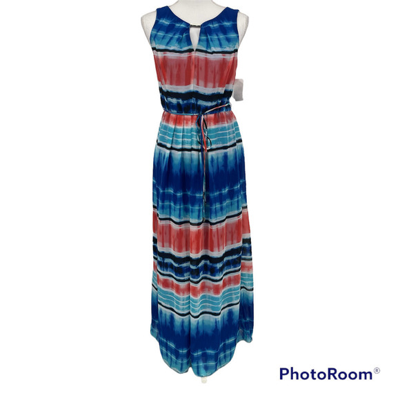 NEW DR Collection Striped Sleeveless Maxi Dress Petite Small - Picture 1 of 7